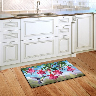 Floral Hummingbird Rubber Backing Outdoor Doormat 30" x 18"