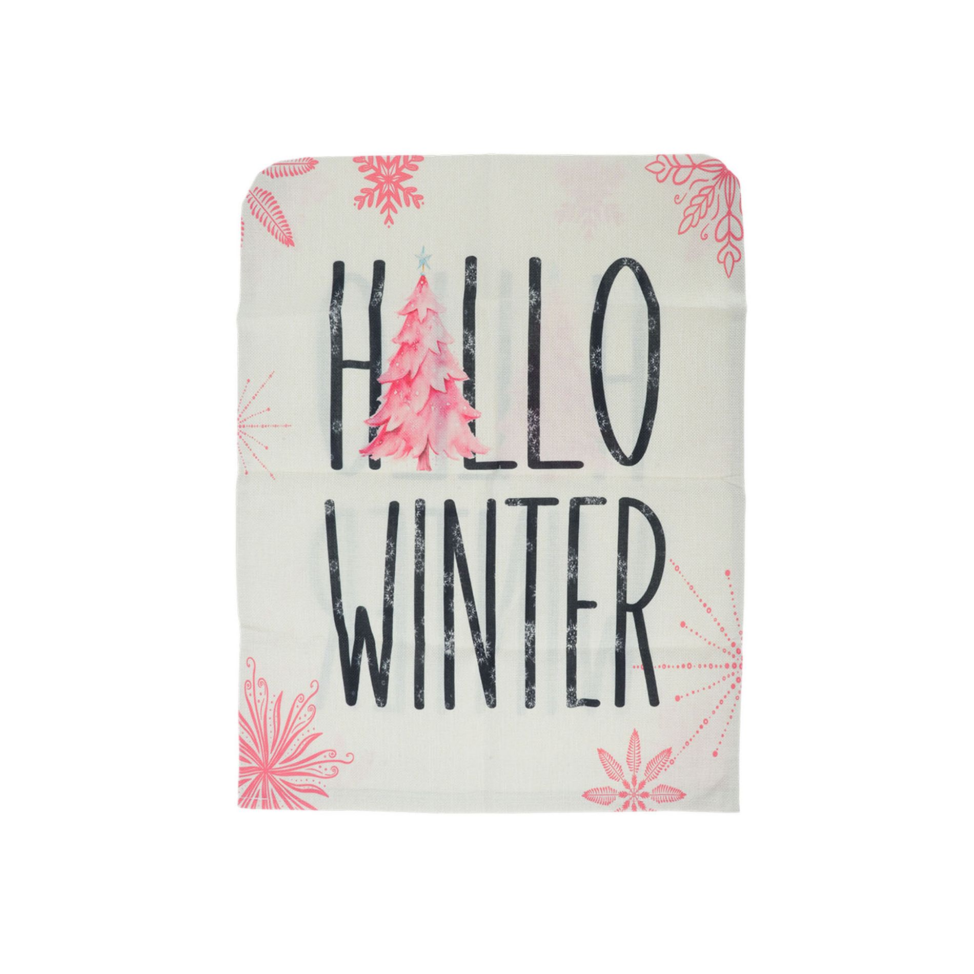 Unique Bargains Dining Chair Slipcovers Faux Linen Beige Pink 22.44"x18.11" 1 Pc Winter Letters