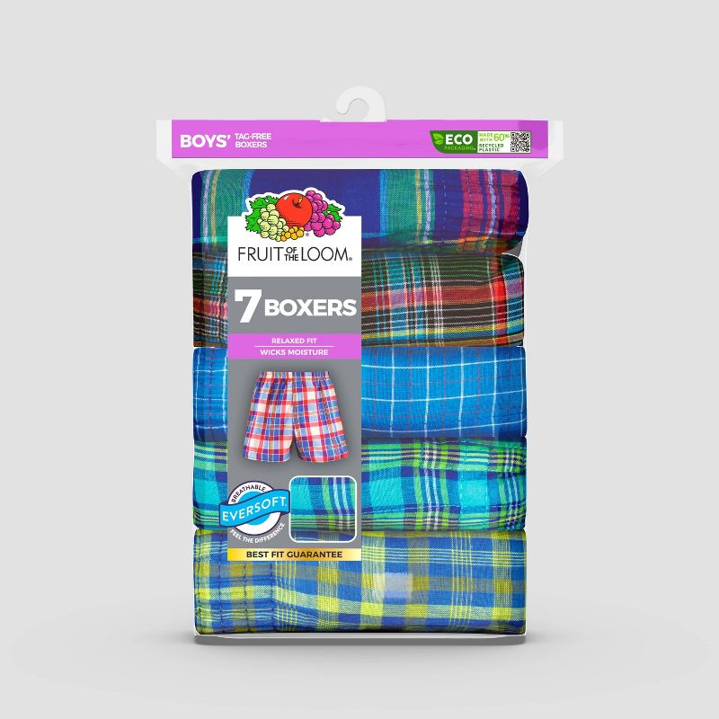 Fruit of the Loom Boys' 7pk Plaid Boxers - Colors May Vary, 3 of 3