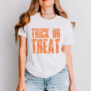 Trick or Treat Block Distressed - Women's Short Sleeve Graphic T-Shirt - 1 of 4