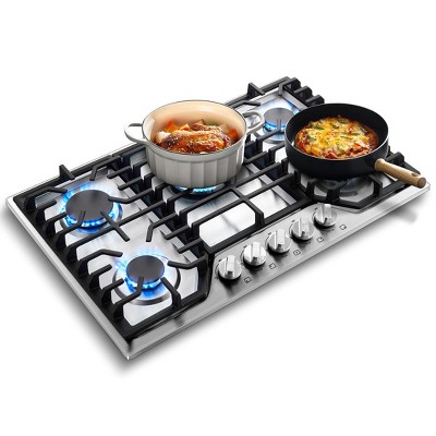 Gas Cooktop with 5 Made in Italy SABAF Power Burners, Max 48300 BTU/hr Built-in Gas Stove top of 304 Stainless steel,NG/LPG Convertible