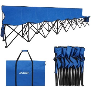 APRILSOUL Portable Folding Bench for Team, 6 Seats Outdoor Camping Chair with Carry Bag and Backrest, Team Sport Sideline Bench Blue - 1 of 4