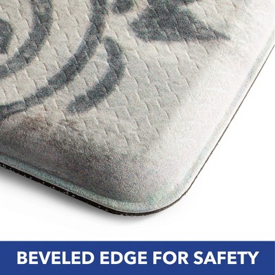Grateful Grey and Cream Floral Anti-Fatigue Kitchen Mat
