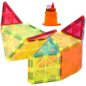 VEVOR Magnetic Tiles, 32 PCS Magnetic Building Blocks with Storage Bag, STEM Sensory Educational Construction Stacking Toys, Multi-color - 1 of 4