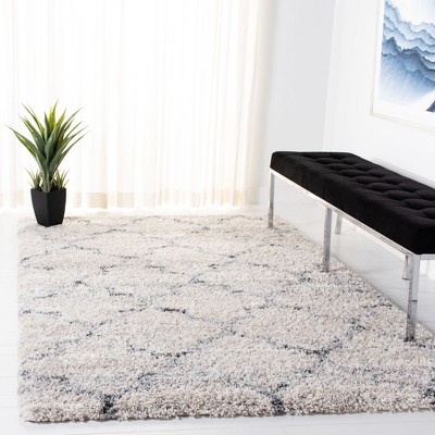 Fontana Gray and Ivory Hand-Knotted Shag Area Rug
