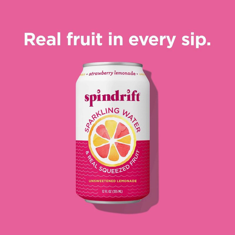 Spindrift Strawberry Lemonade Sparkling Water - 8pk/12 fl oz Cans, 3 of 6