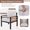 4-Piece Outdoor Iron Cnversation Sofa Set with Solid Wood Coffee Table and Removable Cushion - 3 of 4