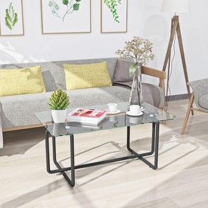 CAVINAS Coffee Tables for Living Room Modern Rectangle Coffee Table Clear Glass Tabletop Side Tables with Metal Leg - 1 of 4