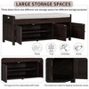 PAGED Rustic Storage Bench with Adjustable Shelf, 3 Shutter-shaped Doors Storage Ottoman, Entryway Bench, Shoe Bench with Removable Cushion - 3 of 4
