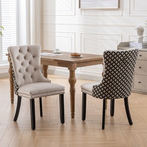 QingMoon Velvet Dining Chairs Set of 2, High-Back Tufted Kitchen Chairs, Modern Accent Chair with Nailhead Trim and Solid Wood Legs for Dining Room - 1 of 4