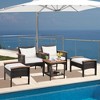 Tangkula 5 PCS Patio Rattan Sofa Set Outdoor Wicker Conversation Set w/ Coffee Table & Cushion - 4 of 4