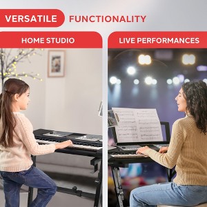 Adjustable Digital Piano Stand for Stability with Rugged Metal Construction, Glossy Black Finish - 1 of 4