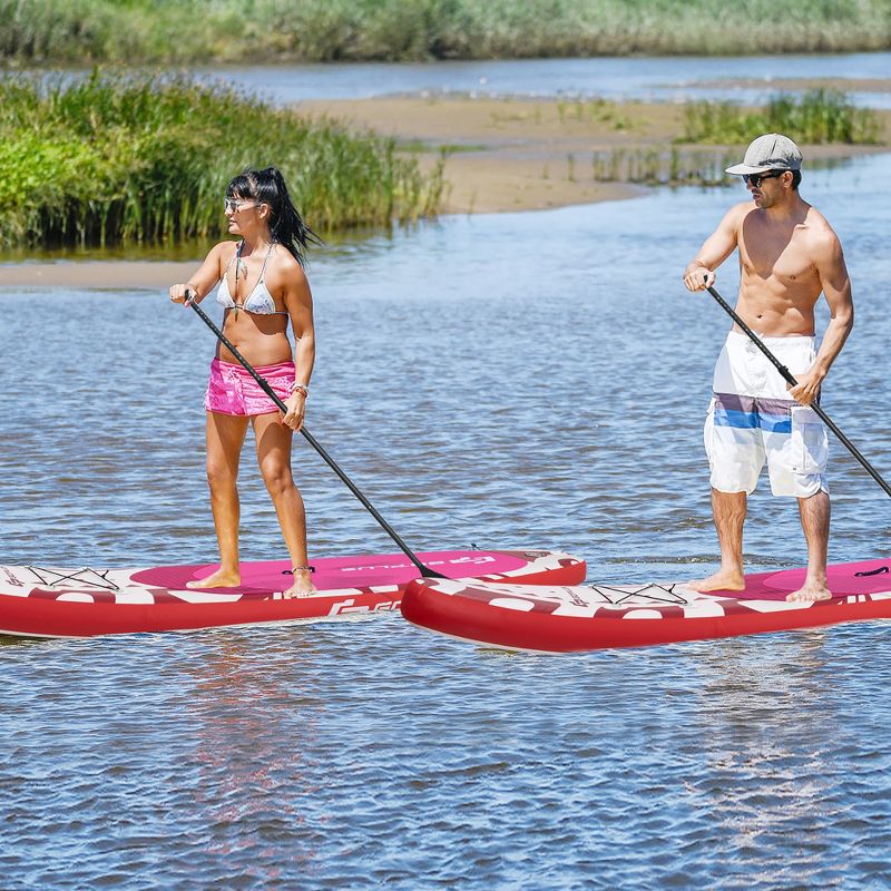Costway 10.5’ Inflatable Stand Up Paddle Board SUP W/Carrying Bag Aluminum Paddle Pink, 2 of 11