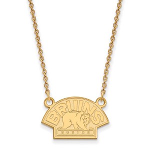 Black Bow Jewelry 14k Yellow Gold Plated Sterling Silver Boston Bruins NHL Necklace 18 Inch - 1 of 4