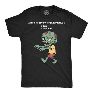 Mens Funny T Shirt Ask Me About My  Plan Sarcastic Zombie Graphic Novelty Tee for Men - Crazy Dog Men's T Shirt - 1 of 4