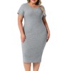 Agnes Orinda Women's Plus Size Short Sleeve Crew Neck Casual Midi Bodycon Dresses - 2 of 4