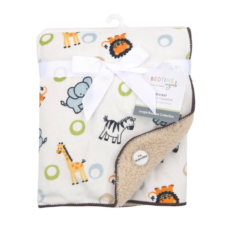 Bedtime Originals Lambs &#38; Ivy Velour Faux Shearling Blanket - Jungle Buddies, 3 of 5