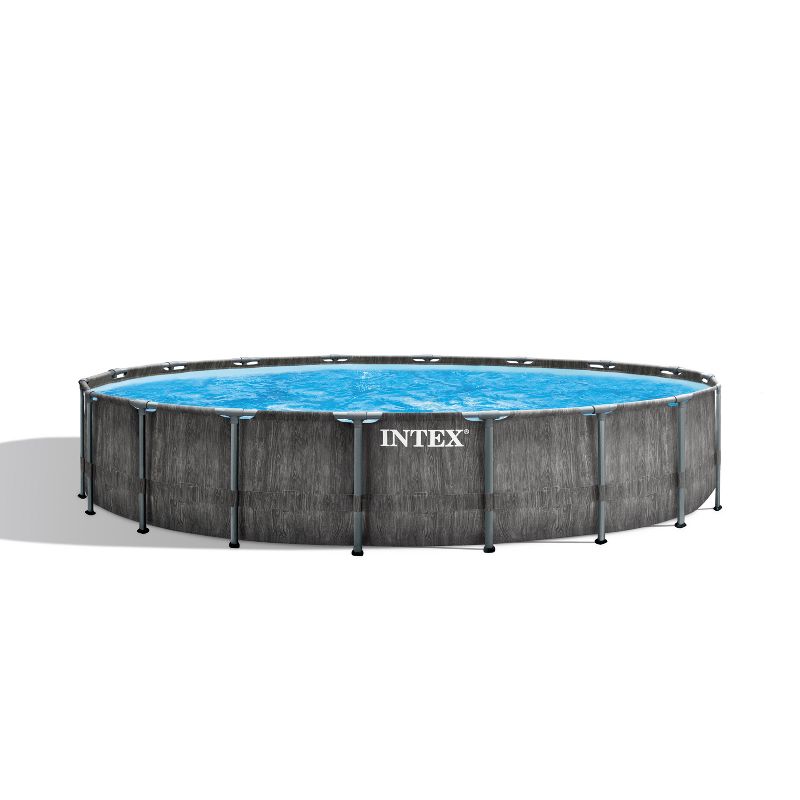Intex 18ft x 48in Greywood Prism Steel Frame Pool Set with Cover, Ladder, Pump, 1 of 4
