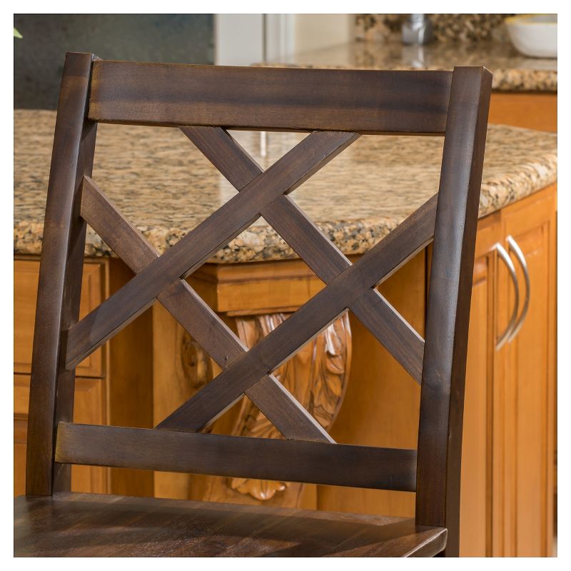 Set of 2 26.25&#34; Naples Acacia Wood Counter Height Barstool Brown Mahogany - Christopher Knight Home, 4 of 6