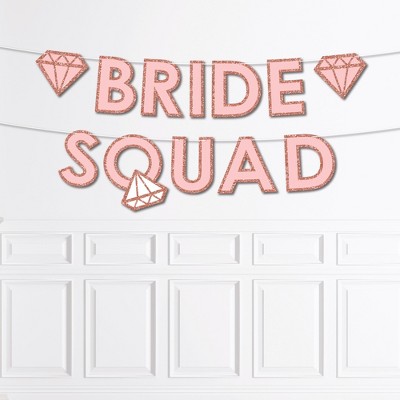 Big Dot of Happiness Bride Squad - Large Rose Gold Bridal Shower or Bachelorette Party Decorations - Bride Squad - Outdoor Letter Banner