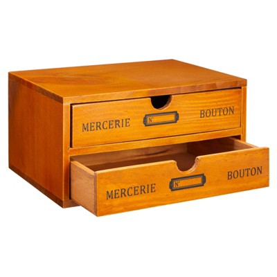 Juvale Small Wood Storage Box with Drawers, Vintage French Design (9.75 x 7 x 5 In)