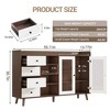 55” Particleboard Glass Door Sideboard - 4 Drawers & 3-Tier Storage Cabinet with Raised Edge Fence, Wood Legs, 280LBS Top Capacity - 3 of 4