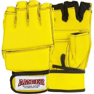 Amber Fight Gear Premium Leather Grappling Gloves – Enhanced Grip, Wrist Support, Breathable Comfort for MMA & Clinch Fighting, Yellow, X-Large - 1 of 4