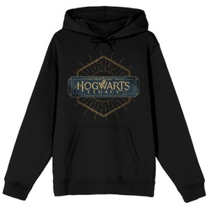 Hogwarts Legacy Hexagon Logo Long Sleeve Men's Black Hooded Sweatshirt - 1 of 3