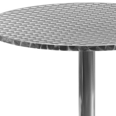 Sleek 27.5'' Round Silver Stainless Steel Indoor-Outdoor Table