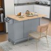 MAYEERTY Grey Blue 52.7" Rolling Kitchen Island Solid Wood Top, Locking Wheels Drop Leaf Breakfast Bar Spice Rack Towel Rack - 4 of 4