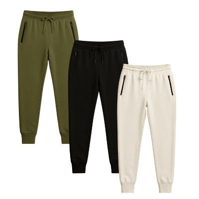 3 Pack Ultra Soft Womens Joggers with Zip Pockets