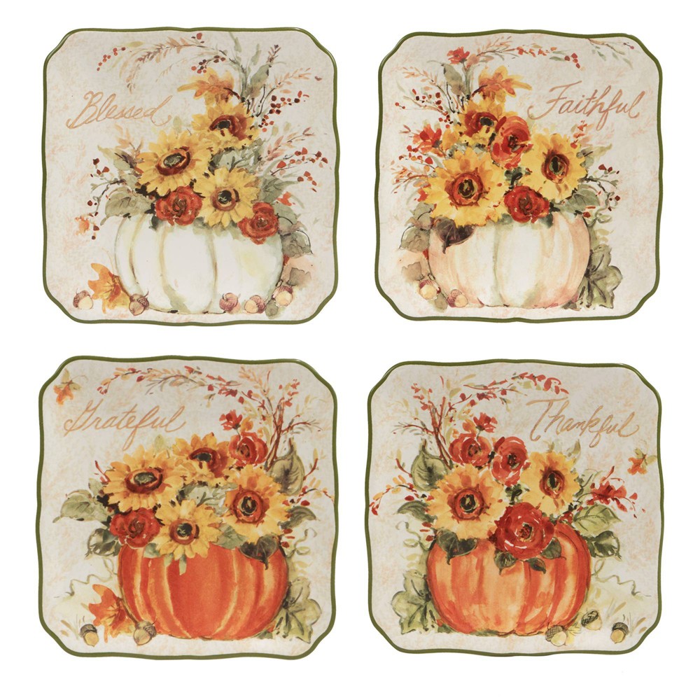 Photos - Plate Certified International Set of 4 Harvest Morning Canape Dining   