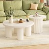 Petal-Shaped/Round Nesting Coffee Table with Cylindrical Leg Accent Table Cocktail Table Center Table Side Table, White-ModernLuxe - 2 of 4