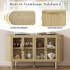 PAGED Farmhouse 4-Door Kitchen and Dining Room Cabinet with Storage and Glass Doors & Adjustable Shelves, Oval Tabletop Storage Cabinet - 4 of 4