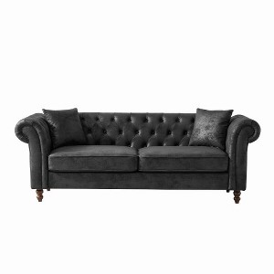 TIRAMISUBEST 83"/ 66" Upholstered Chesterfield ‌tech Fabric Sofa, Armrest Sofa, Couch, 3 Seater Living Room Furniture - 1 of 4