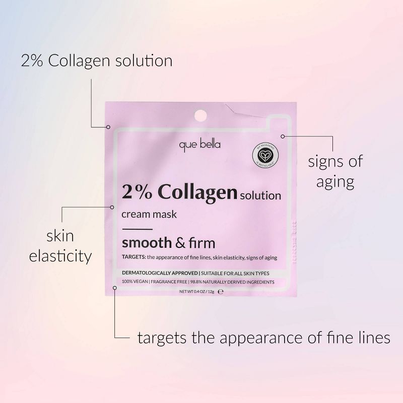 Que Bella 2% Collagen Solution Cream Face Mask - 0.4oz, 4 of 8