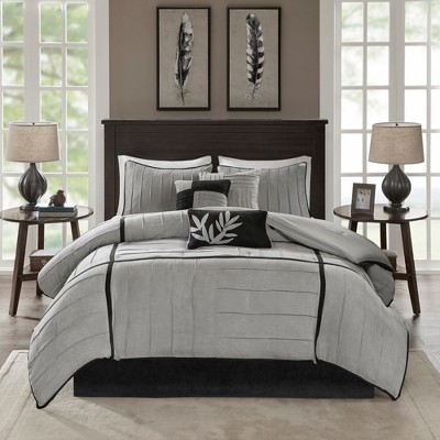 Gray King Microsuede 7-Piece Reversible Comforter Set