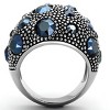 Slickblue Dome-shaped Polished Stainless Steel Ring with Montana Synthetic Crystal, Women's size 5-10 - 3 of 4
