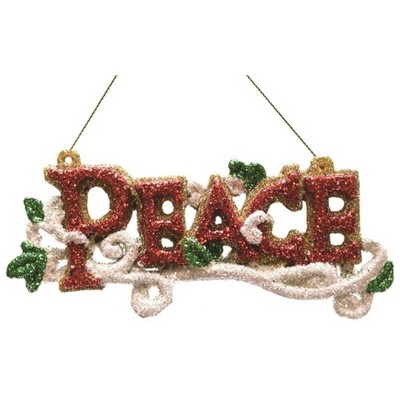 Northlight 5.5" Glitter "Peace" Inspirational Christmas Ornament - Cream White/Red