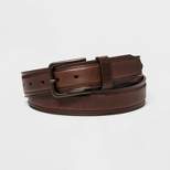 Men's Leather Strap with Heat Crease & Edge Stitch Belt - Goodfellow & Co™ Brown