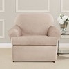 2pc Ultimate Stretch Suede T Cushion Chair Slipcovers Cement - Sure Fit: Polyester & Spandex, Machine Washable - 2 of 4