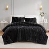 3 Pcs Elegant Reversible Faux-Fur Plush Comforter Set,All Season Ribbed Velvet Bedding Set,Cozy Home Textile fits Lux Bedroom Decor - 2 of 4