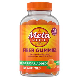Metamucil Fiber Supplement No Sugar Added Gummies - Orange - 5g Fiber Per Serving - GLP-1 Friendly Fiber