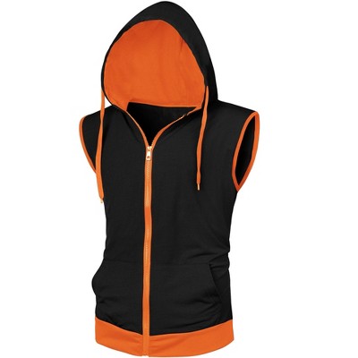 Lars Amadeus Men's Lightweight Zipper Up Gym Sleeveless Hoodies