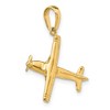 Black Bow Jewelry 14k Yellow Gold 3D High-Wing Airplane Pendant - 4 of 4
