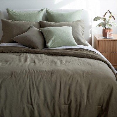 Moss Green 20" x 20" French Linen Throw Pillow Sham