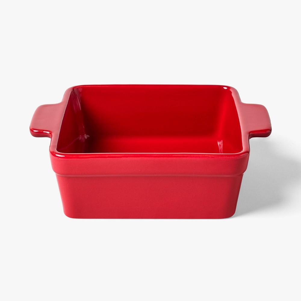 20.8oz square stoneware baking dish red - figmint™: oven, microwave, dishwasher & freezer safe, ergonomic handle