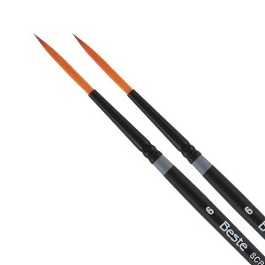 Creative Mark Beste Golden Taklon Script Liner #6 - 2 Pack Artist Brush, Professional Watercolor Brushes, For Acrylic Painting, Short Handle, Sharp - 1 of 4