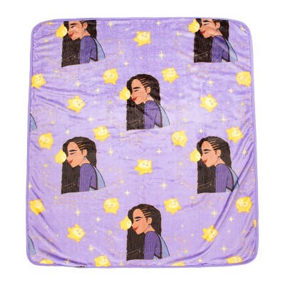 Disney Wish Kids&#39;  Pillow and Throw Set Gold/Purple_1