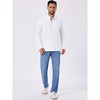INSPIRE CHIC Men's Contrast Button Collared Pocket Long Sleeves Golf Polo T-Shirts - 2 of 4